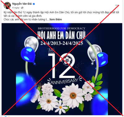 Ảnh cắt ra từ trang facebook của Nguyễn Văn Đài.